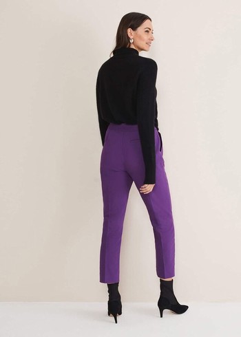 Phase Eight Julianna Cropped Straight Legs Trousers Purple USA | 4012837-LK